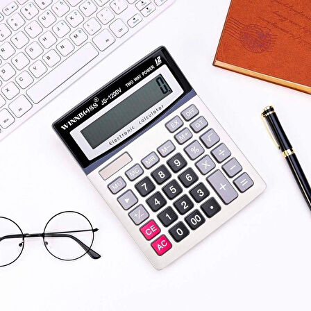 PratikAI 12 Haneli Geniş LCD Ekranlı Pilli Büyük Düğmeli Hesap Makinesi - Ofis, Okul & Ev Kullanımı İçin Pratik Çözüm
