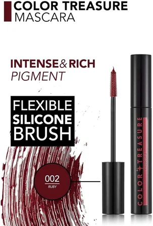 Color Treasure Hacim Veren ve Yüksek Pigmentli Renkli Maskara 002 Ruby