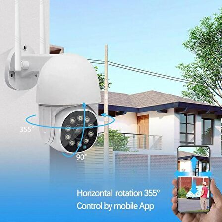 QASUL 360° Kablosuz Wifi Smart Ip Kamera, 1080P Hd 2 Mp Gece Görüşlü Hareketli Dış Mekan Kamera