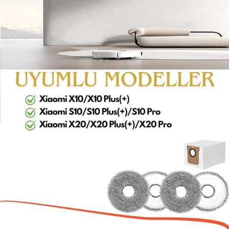 Mi Robot Vacuum S10 Plus,S10+/X10 Plus,X10+/X20+X20 Plus Uyumlu Mop Paspas,Hepa Filtre,Fırça,Yan Fırça Yedek Aksesuar Yenileme Seti-13 Parça