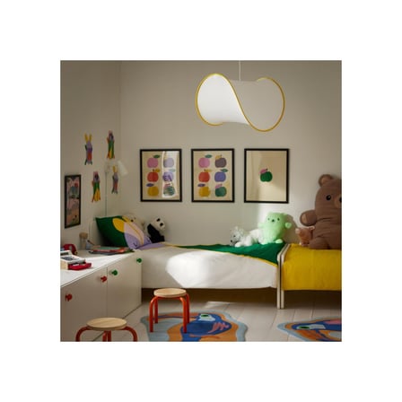 Sarkıt Lamba Abajur Başlığı, Beyaz-Sarı, 45 cm