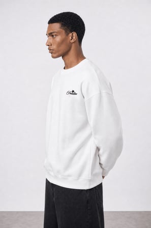 Erkek Finalize Patch Detaylı Oversize Sweatshirt Ekru