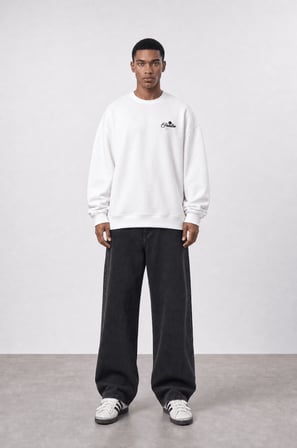 Erkek Finalize Patch Detaylı Oversize Sweatshirt Ekru