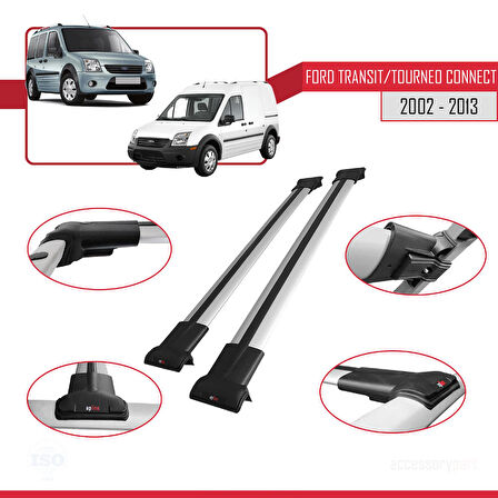 Ford Transit/Tourneo Connect 2002-2013 Arası ile Uyumlu FLY Model Ara Atkı Tavan Barı Gri 2 Adet
