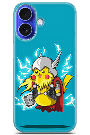 Apple iPhone 16 Plus uyumlu Pokemon 10 Telefon Kabı Thor Pokemon