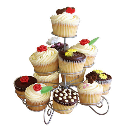 Metal Cupcake Standı 3 Katlı / 13 Lü Kek Standı