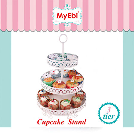 Metal Cupcake Standı 3 Katlı Kek Standı