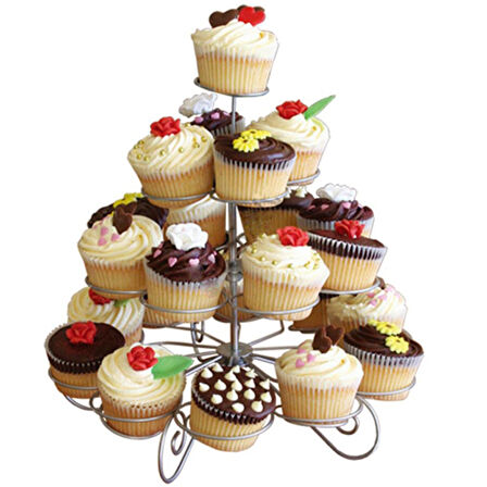 Metal Cupcake Standı 4 Katlı / 23 Lü Kek Standı