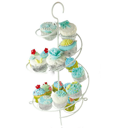 Metal Cupcake Standı Beyaz / 15 Li Kek Standı