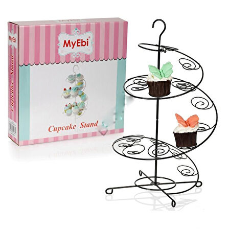 Metal Cupcake Standı Siyah / 15 Li Kek Standı