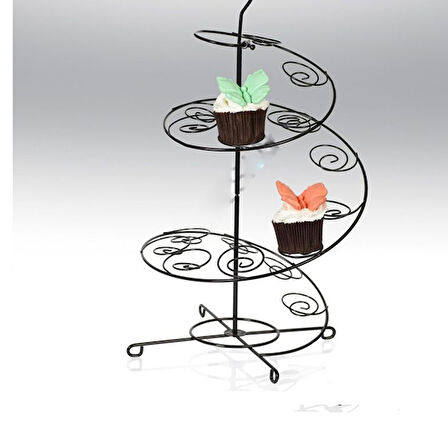 Metal Cupcake Standı Siyah / 15 Li Kek Standı