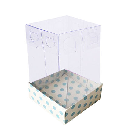 Asetat Kutu Altı Karton 5X5X8 CM (50 Adet)  Puantiyeli Mavi