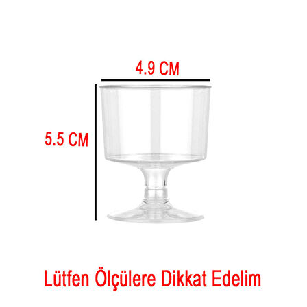 Ayaklı Shot Bardağı Küçük Plastik Kadeh 50 ML (6 Adet)  Pembe
