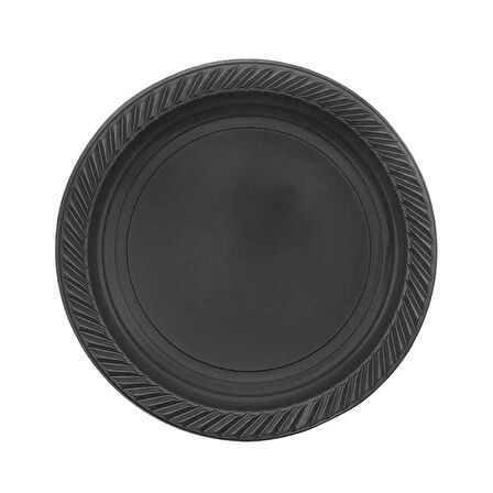 Tabak Plastik 22 Cm (25 Adet)  Siyah