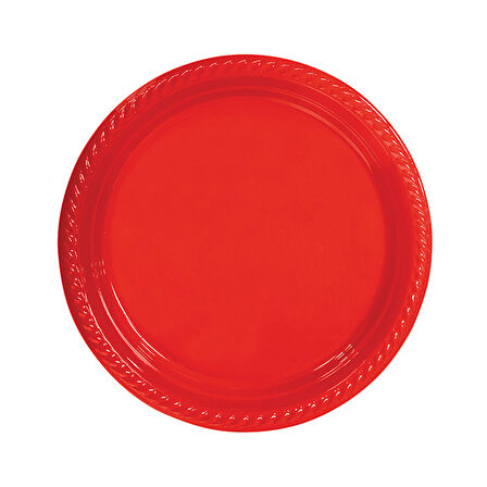 Tabak Plastik 22 Cm (25 Adet)  Kırmızı