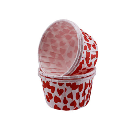 Cupcake Kalıbı Büyük Boy 62*40MM DESENLİ (50 Adet )  Kalp Desenli