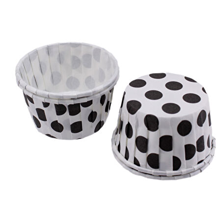 Cupcake Kalıbı Minik Boy 38*30 Mm (50 Adet)  Puantiyeli  Beyaz