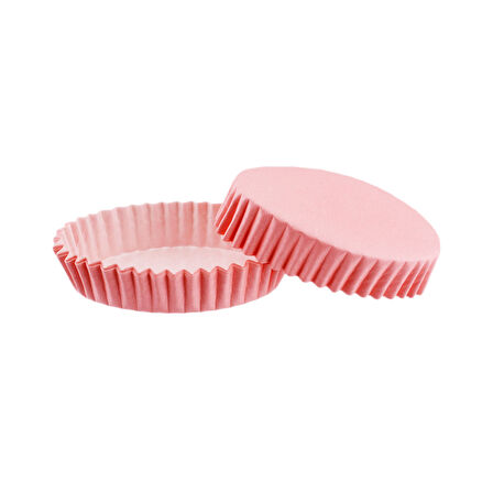 Cupcake Kalıbı Pet Kapsül Oval Model Düz Renk (100 Adet) F11  Pembe