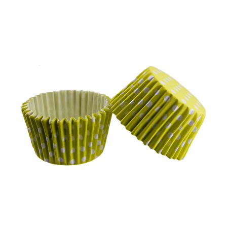 Cupcake Kalıbı Pet Kapsül Kek Kalıbı 48X34 MM (100 Adet)  Puantiyeli  Sarı