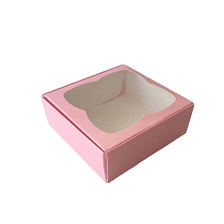 Çerçeveli Karton Kutu 8X8X3 CM (50 Adet)  Pembe