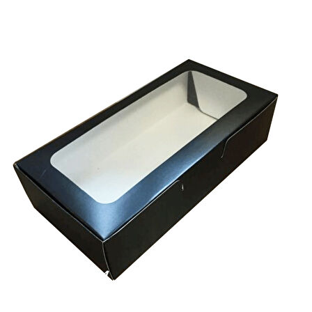 Pencereli Karton Kutu Düz Renk 20X10X5 CM  (10 Adet) Siyah