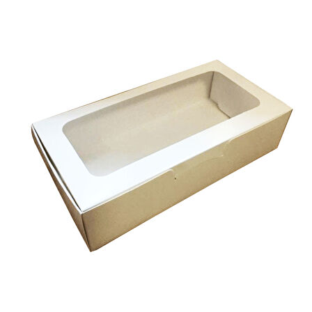 Pencereli Karton Kutu Düz Renk 20X10X5 CM  (10 Adet) Beyaz