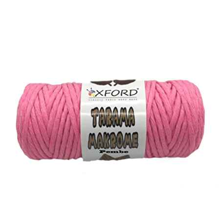 Taranabilir Makrome İpi Taranan Makrame Pamuk İpliği 5 MM 250 GR  Pembe