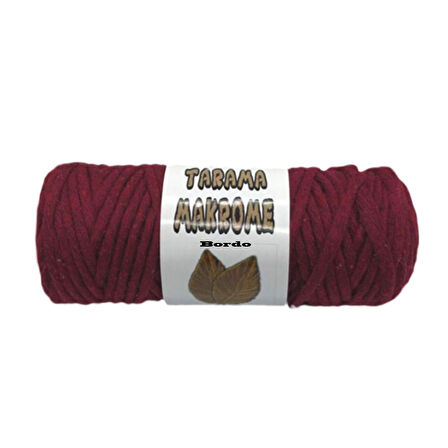 Taranabilir Makrome İpi Taranan Makrame Pamuk İpliği 5 MM 250 GR  Bordo