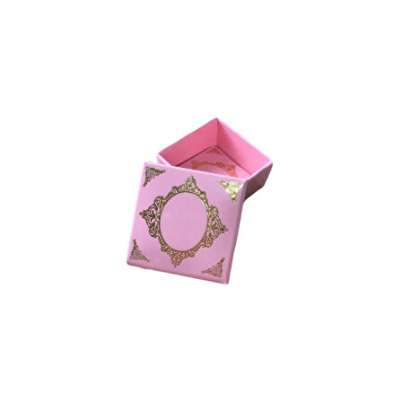 Komple Karton Kutu Saray Desen Gold Yaldız 4X4X2 CM (50 Adet)  Pembe