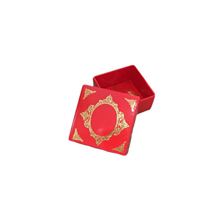 Komple Karton Kutu Saray Desen Gold Yaldız 4X4X2 CM (50 Adet)  Kırmızı