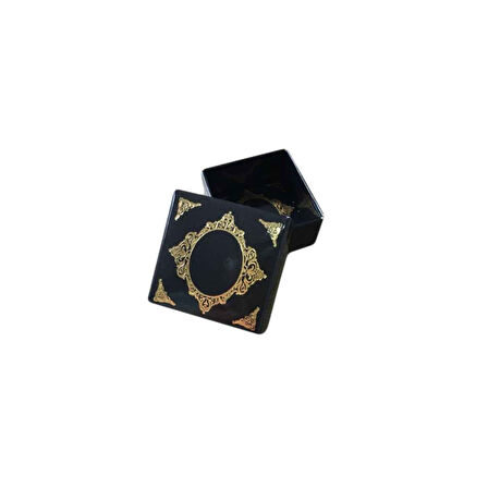 Komple Karton Kutu Saray Desen Gold Yaldız 4X4X2 CM (50 Adet)  Siyah