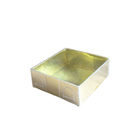 Asetat Kapaklı Karton Kutu 6X6X2.5 CM (50 Adet)  Gold