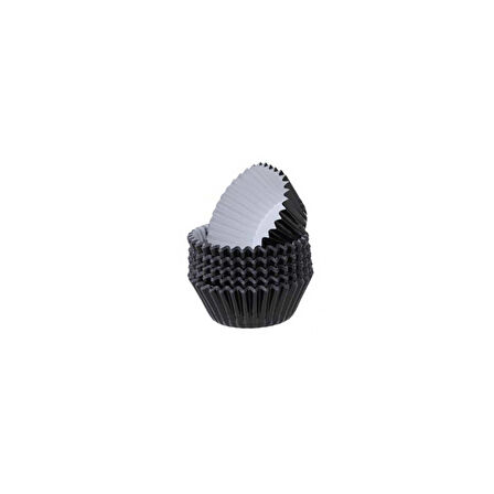 Metalik Folyo Cupcake Kalıbı Muffin Pet Kapsül No:3 (150 Adet)  Siyah