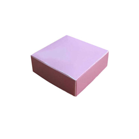 Komple Karton Kutu Düz Renk 6X6X2.5 CM (25 Adet)  Pembe