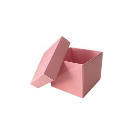 Komple Karton Kutu Düz Renk 8x8x6.5 CM (25 Adet)  Pembe