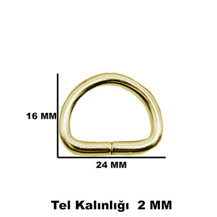 Anahtarlık Montaj Halkası D Çanta Bağlantı Halkası 24x16 MM (1000 Adet)  Gold