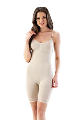 Kadın Ten Dantelli Dekolte Boy Korse