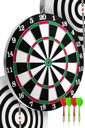 Çift Taraflı Dart Tahtası Seti Çelik Oklu Dart Hedef Tahtası Oyunu Takımı Dart Seti (12 İnç - 30 cm)
