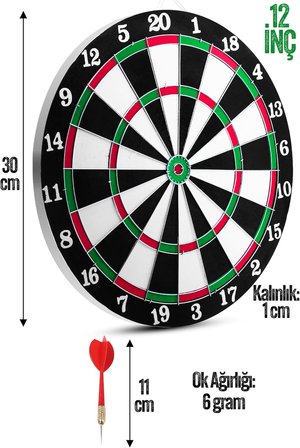 Çift Taraflı Dart Tahtası Seti Çelik Oklu Dart Hedef Tahtası Oyunu Takımı Dart Seti (12 İnç - 30 cm)