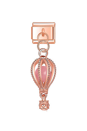Pembe Sıcak Hava Balonu Rose Çelik İtalyan Charm