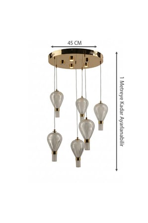 Modern Gold 6lı Estetik Kavisli Form Opal Detaylı Şık Çemberli Seri Ledli Sarkıt