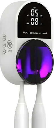 ESX9 Led Ekranlı Otomatik Açılan Kapaklı Şarjlı Fırça Tutucu ve UV Diş Fırçası Sterilizatörü