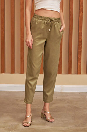 KADIN BELİ LASTİKLİ KUMAŞ PANTOLON