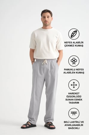 Comforted Erkek Keten Görünüm Rahat Pantolon Bol Paça Yeni Sezon
