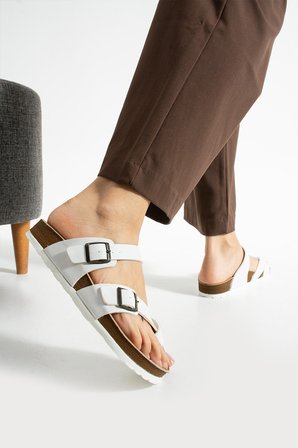 Alane Ortopedik Esnek Comfort Rahat Eva Taban Parmak Arası Günlük Çift Bantlı Kadın Sandalet Terlik