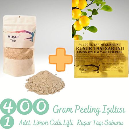 400 Gr Peeling Işıltısı ( +-%10)+ LİMON ÖZLÜ LİFLİ  RUŞUR SABUNU  Doypack