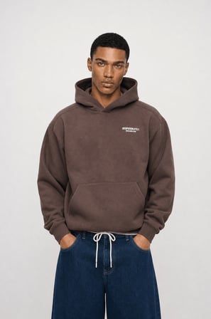 Erkek Absofuckinlutely Baskılı Oversize Hoodie Kahve