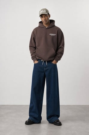 Erkek Absofuckinlutely Baskılı Oversize Hoodie Kahve