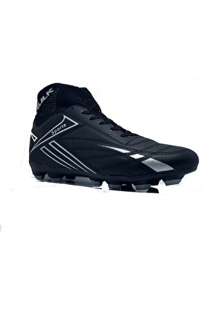 Hulk 02 Siyah-Gümüş Çoraplı Krampon Futbol Ayakkabısı