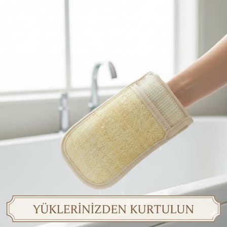 Doğal Kabak Lifli Kese Banyo Eldiveni–Çift Taraflı Vucüt Kesesi Peeling Eldiven,15x23 cm,Exfoliating Rovin Kumaş, Cilt Temizleyici Yenileyici Canlandırıcı Etki, Selülit Karşıtı,Hücre Yenileme
